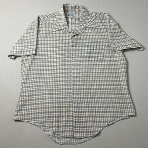 Vintage 70s Kmart Mens Large Button Down Shirt Dagger collar Brown stripe